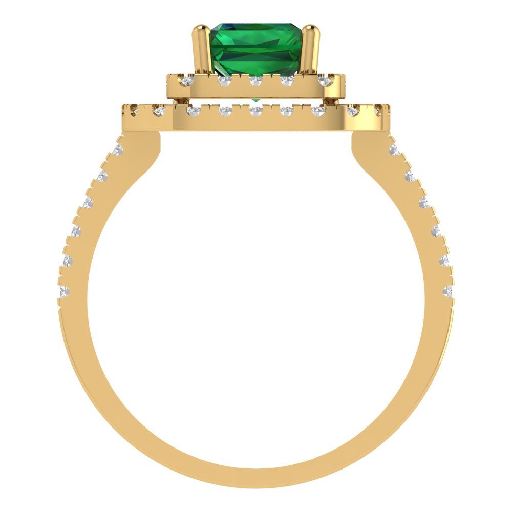 2.62 cttw Simulated Emerald Hidden Halo Engagement Ring - Solid Yellow Gold (VVS1, Emerald Cut,8X6.0mm)