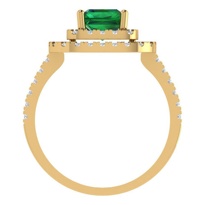 2.62 cttw Simulated Emerald Hidden Halo Engagement Ring - Solid Yellow Gold (VVS1, Emerald Cut,8X6.0mm)