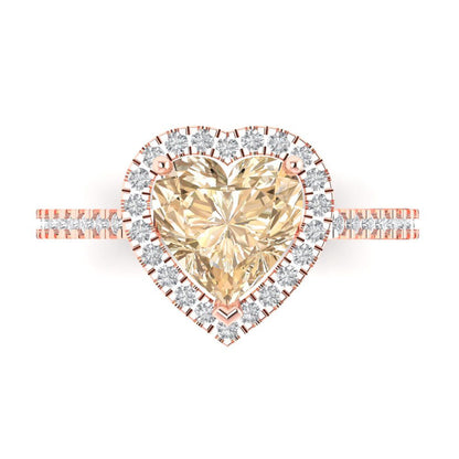 2.285 cttw Natural Morganite Hidden Halo Engagement Ring - Solid Rose Gold (VVS1, Heart Cut,8mm)