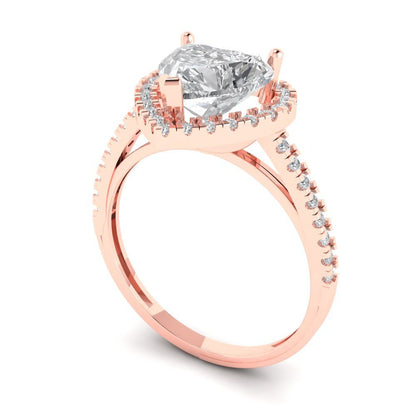 2.285 cttw White Sapphire Hidden Halo Engagement Ring - Solid Rose Gold (VVS1, Heart Cut,8mm)