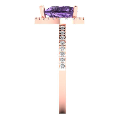 2.285 cttw Simulated Alexandrite Hidden Halo Engagement Ring - Solid Rose Gold (VVS1, Heart Cut,8mm)