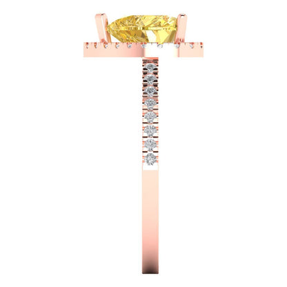 2.285 cttw Zirconia Simulated Yellow Diamond Hidden Halo Engagement Ring - Solid Rose Gold (VVS1, Heart Cut,8mm)