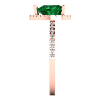 2.285 cttw Simulated Emerald Hidden Halo Engagement Ring - Solid Rose Gold (VVS1, Heart Cut,8mm)
