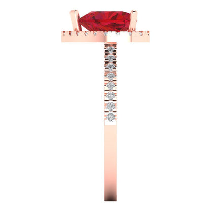 2.285 cttw Simulated Pink Tourmaline Hidden Halo Engagement Ring - Solid Rose Gold (VVS1, Heart Cut,8mm)