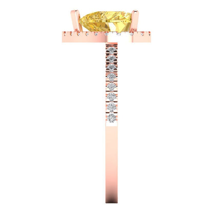 2.285 cttw Natural Citrine Hidden Halo Engagement Ring - Solid Rose Gold (VVS1, Heart Cut,8mm)