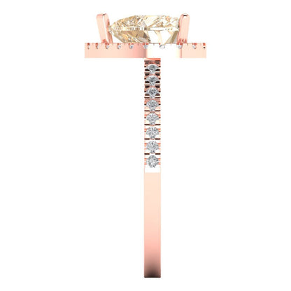 2.285 cttw Natural Morganite Hidden Halo Engagement Ring - Solid Rose Gold (VVS1, Heart Cut,8mm)