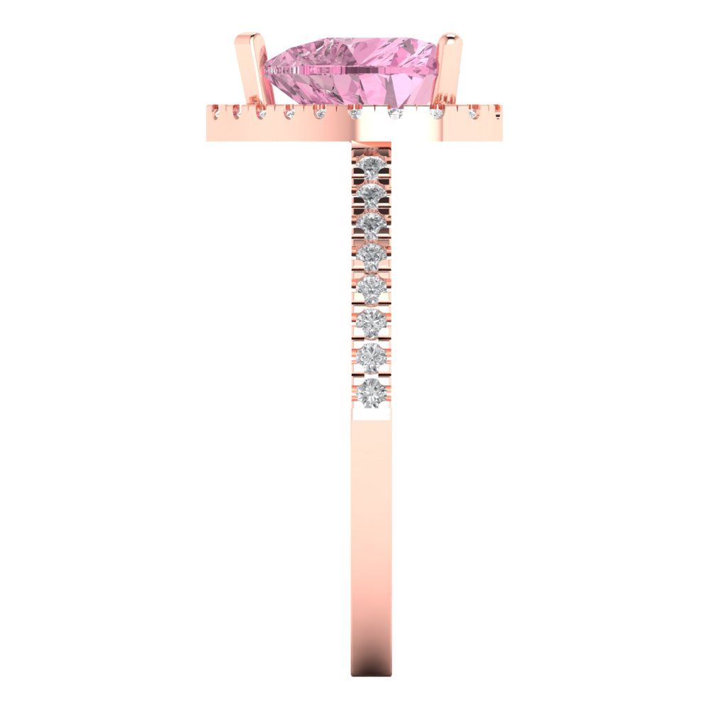 2.285 cttw Zirconia Simulated Pink Diamond Hidden Halo Engagement Ring - Solid Rose Gold (VVS1, Heart Cut,8mm)
