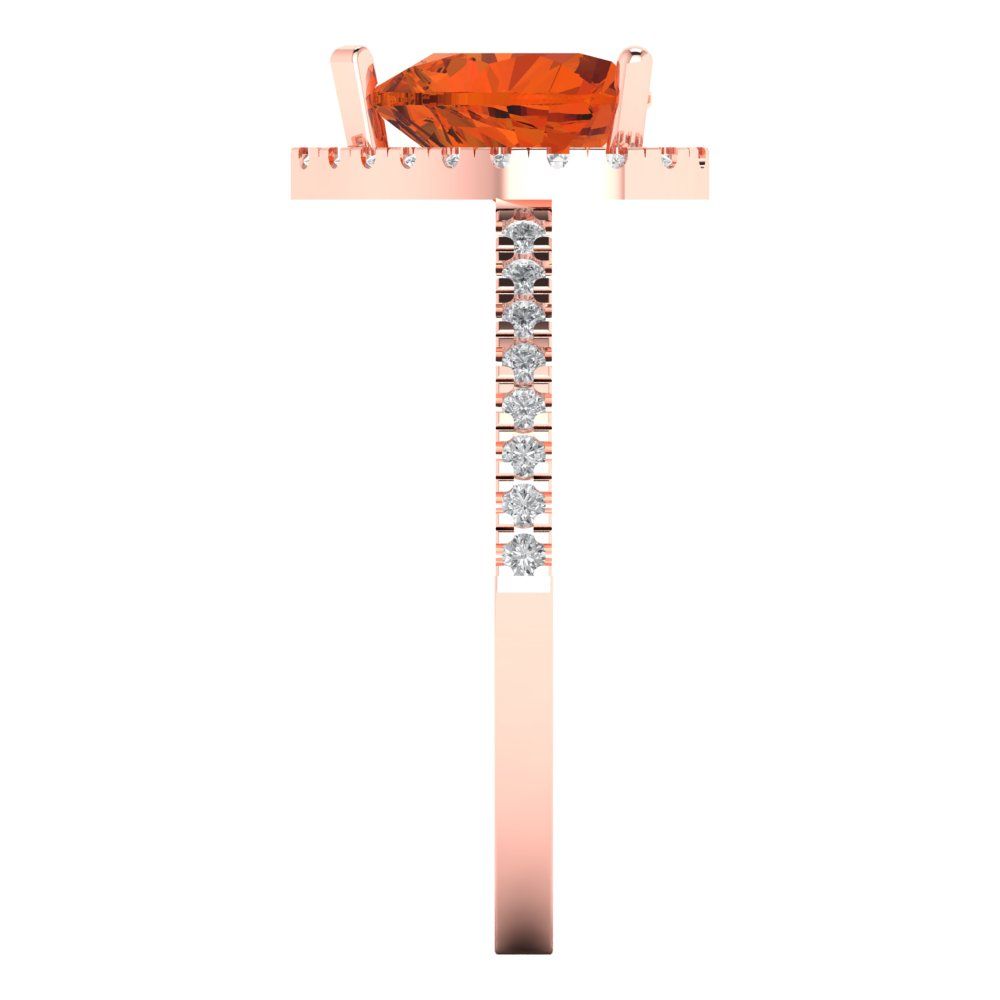 2.285 cttw Zirconia Simulated Red Diamond Hidden Halo Engagement Ring - Solid Rose Gold (VVS1, Heart Cut,8mm)