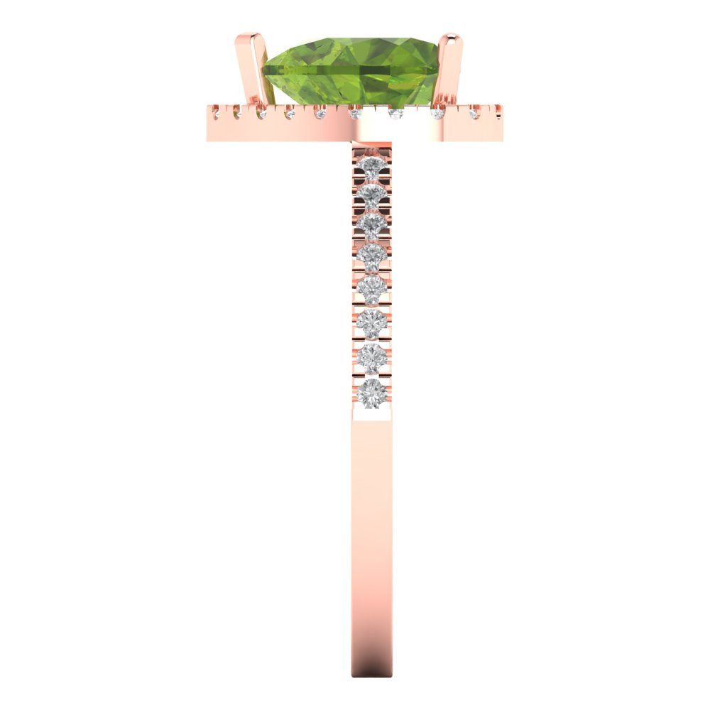 2.285 cttw Natural Peridot Hidden Halo Engagement Ring - Solid Rose Gold (VVS1, Heart Cut,8mm)