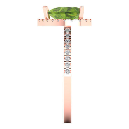 2.285 cttw Natural Peridot Hidden Halo Engagement Ring - Solid Rose Gold (VVS1, Heart Cut,8mm)