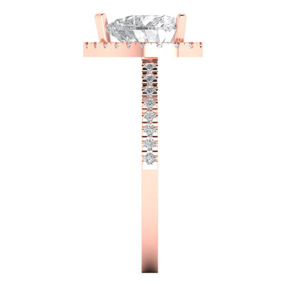 2.285 cttw Zirconia Simulated Diamond Hidden Halo Engagement Ring - Solid Rose Gold (VVS1, Heart Cut,8mm)