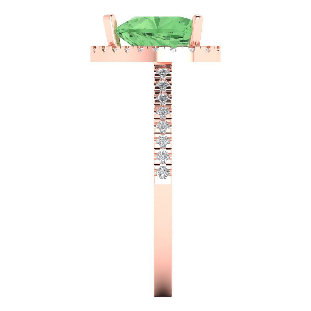 2.285 cttw Zirconia Simulated Green Diamond Hidden Halo Engagement Ring - Solid Rose Gold (VVS1, Heart Cut,8mm)