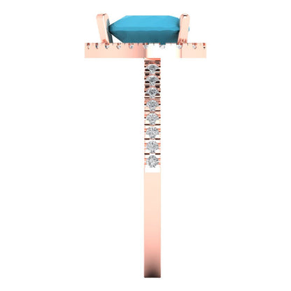 2.285 cttw Simulated Turquoise Hidden Halo Engagement Ring - Solid Rose Gold (VVS1, Heart Cut,8mm)