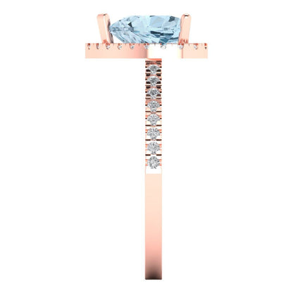 2.285 cttw Natural Swiss Blue Topaz Hidden Halo Engagement Ring - Solid Rose Gold (VVS1, Heart Cut,8mm)