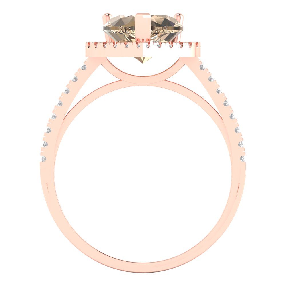 2.285 cttw Yellow Moissanite Hidden Halo Engagement Ring - Solid Rose Gold (VVS1, Heart Cut,8mm)