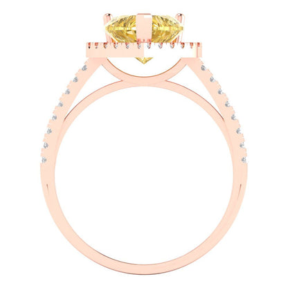 2.285 cttw Natural Citrine Hidden Halo Engagement Ring - Solid Rose Gold (VVS1, Heart Cut,8mm)
