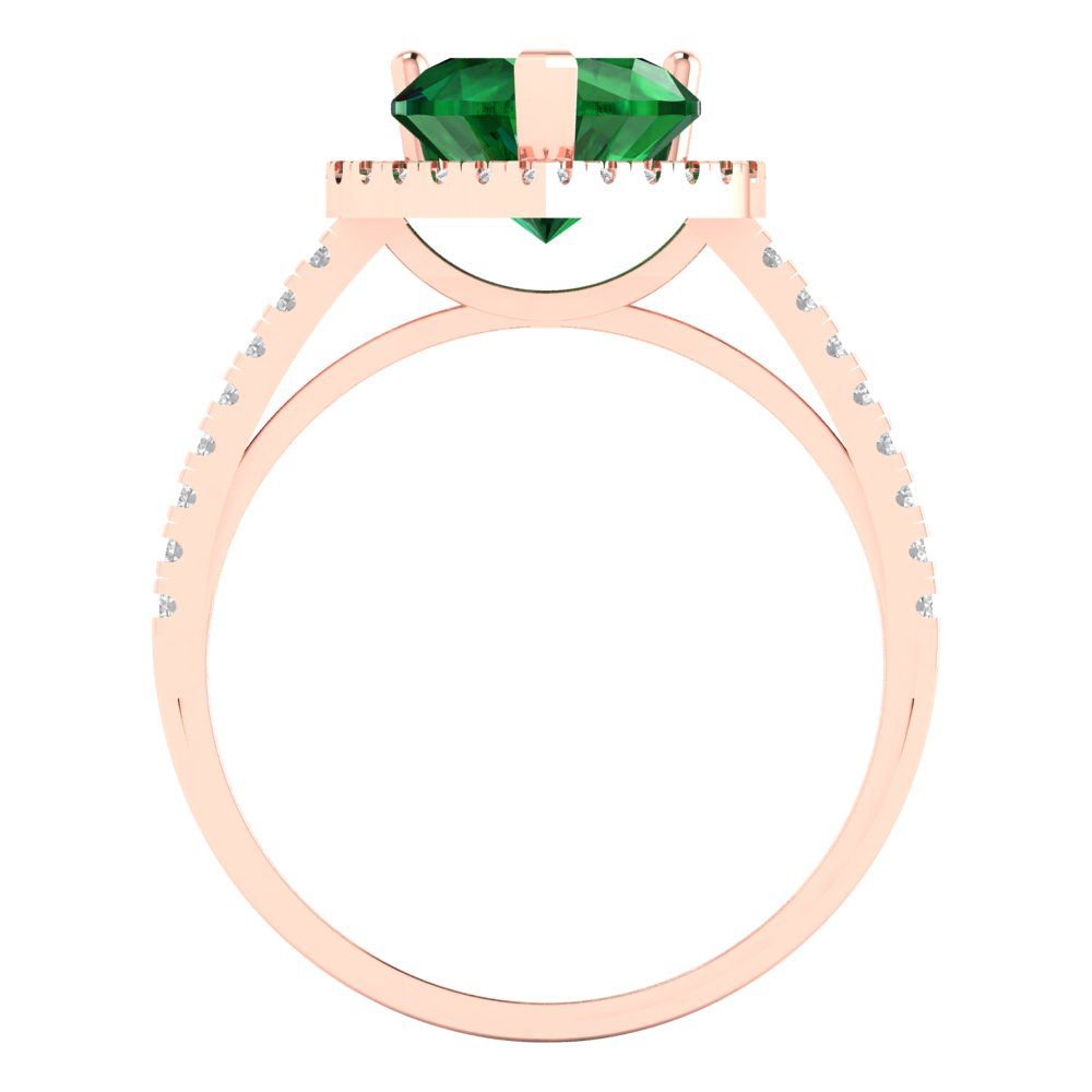 2.285 cttw Simulated Emerald Hidden Halo Engagement Ring - Solid Rose Gold (VVS1, Heart Cut,8mm)