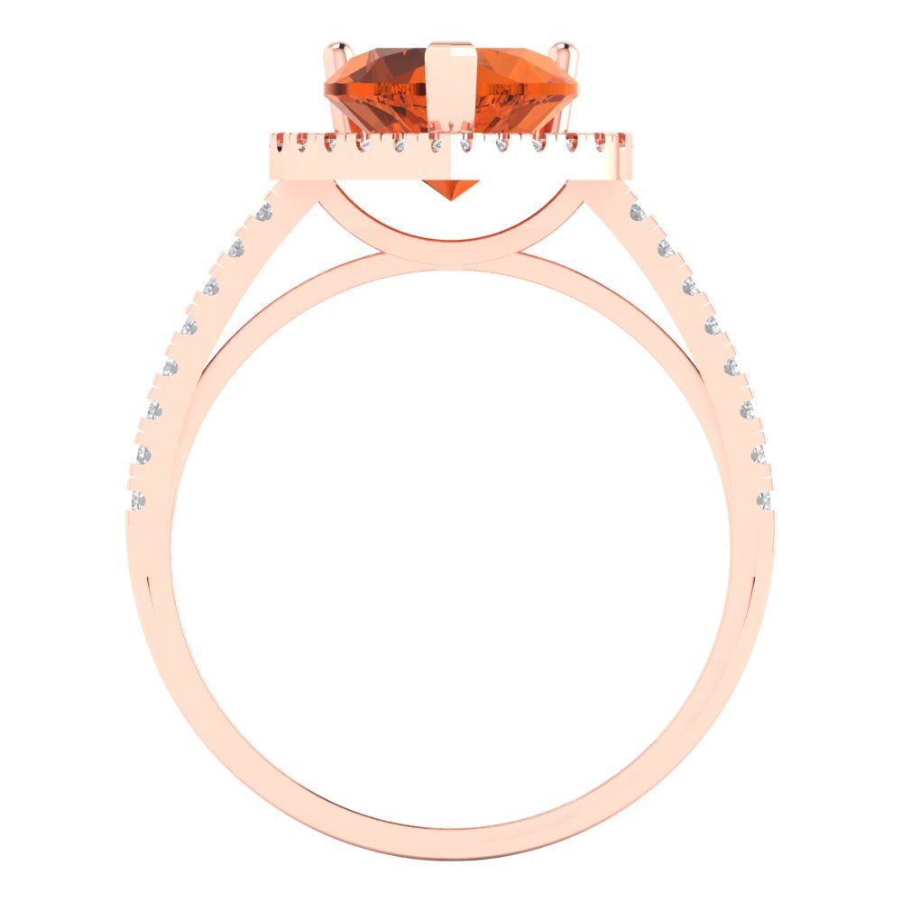 2.285 cttw Zirconia Simulated Red Diamond Hidden Halo Engagement Ring - Solid Rose Gold (VVS1, Heart Cut,8mm)