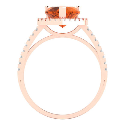2.285 cttw Zirconia Simulated Red Diamond Hidden Halo Engagement Ring - Solid Rose Gold (VVS1, Heart Cut,8mm)