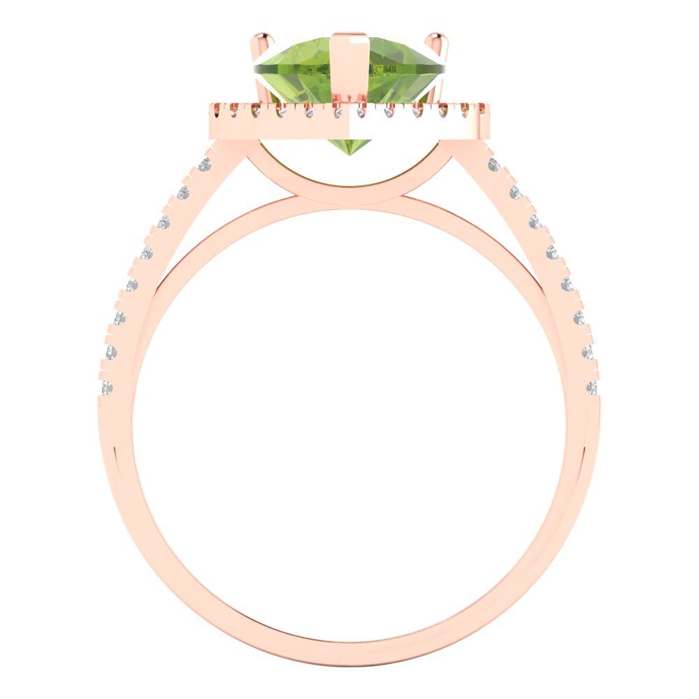 2.285 cttw Natural Peridot Hidden Halo Engagement Ring - Solid Rose Gold (VVS1, Heart Cut,8mm)