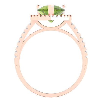 2.285 cttw Natural Peridot Hidden Halo Engagement Ring - Solid Rose Gold (VVS1, Heart Cut,8mm)