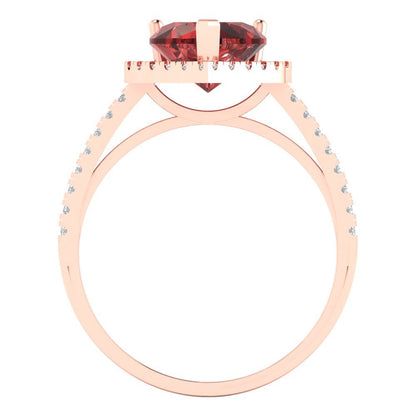 2.285 cttw Natural Garnet Hidden Halo Engagement Ring - Solid Rose Gold (VVS1, Heart Cut,8mm)