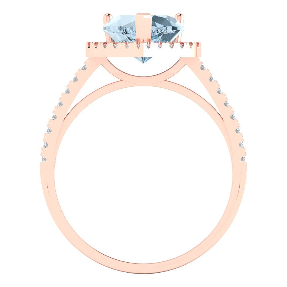 2.285 cttw Natural Swiss Blue Topaz Hidden Halo Engagement Ring - Solid Rose Gold (VVS1, Heart Cut,8mm)