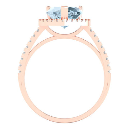 2.285 cttw Natural Swiss Blue Topaz Hidden Halo Engagement Ring - Solid Rose Gold (VVS1, Heart Cut,8mm)