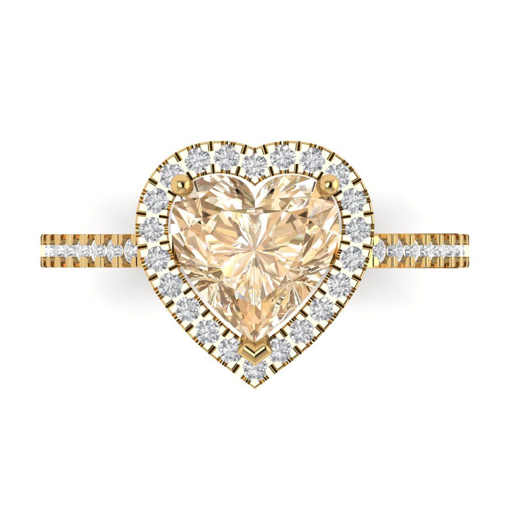 2.285 cttw Natural Morganite Hidden Halo Engagement Ring - Solid Gold (Heart Cut,8mm)