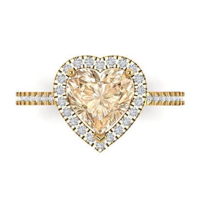 2.285 cttw Natural Morganite Hidden Halo Engagement Ring - Solid Gold (Heart Cut,8mm)