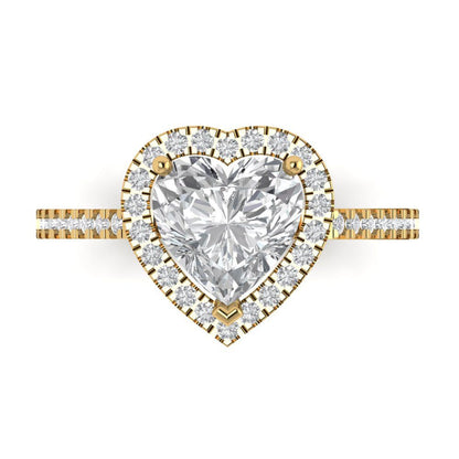 2.285 cttw Certified Moissanite Hidden Halo Engagement Ring - Solid Gold (VVS1, D-F,Heart Cut,8mm)