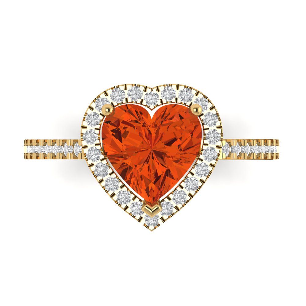 2.285 cttw Zirconia Simulated Red Diamond Hidden Halo Engagement Ring - Solid Gold (VVS1, Heart Cut,8mm)