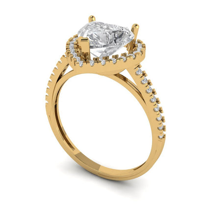 2.285 cttw Zirconia Simulated Diamond Hidden Halo Engagement Ring - Solid Gold (VVS1, Heart Cut,8mm)