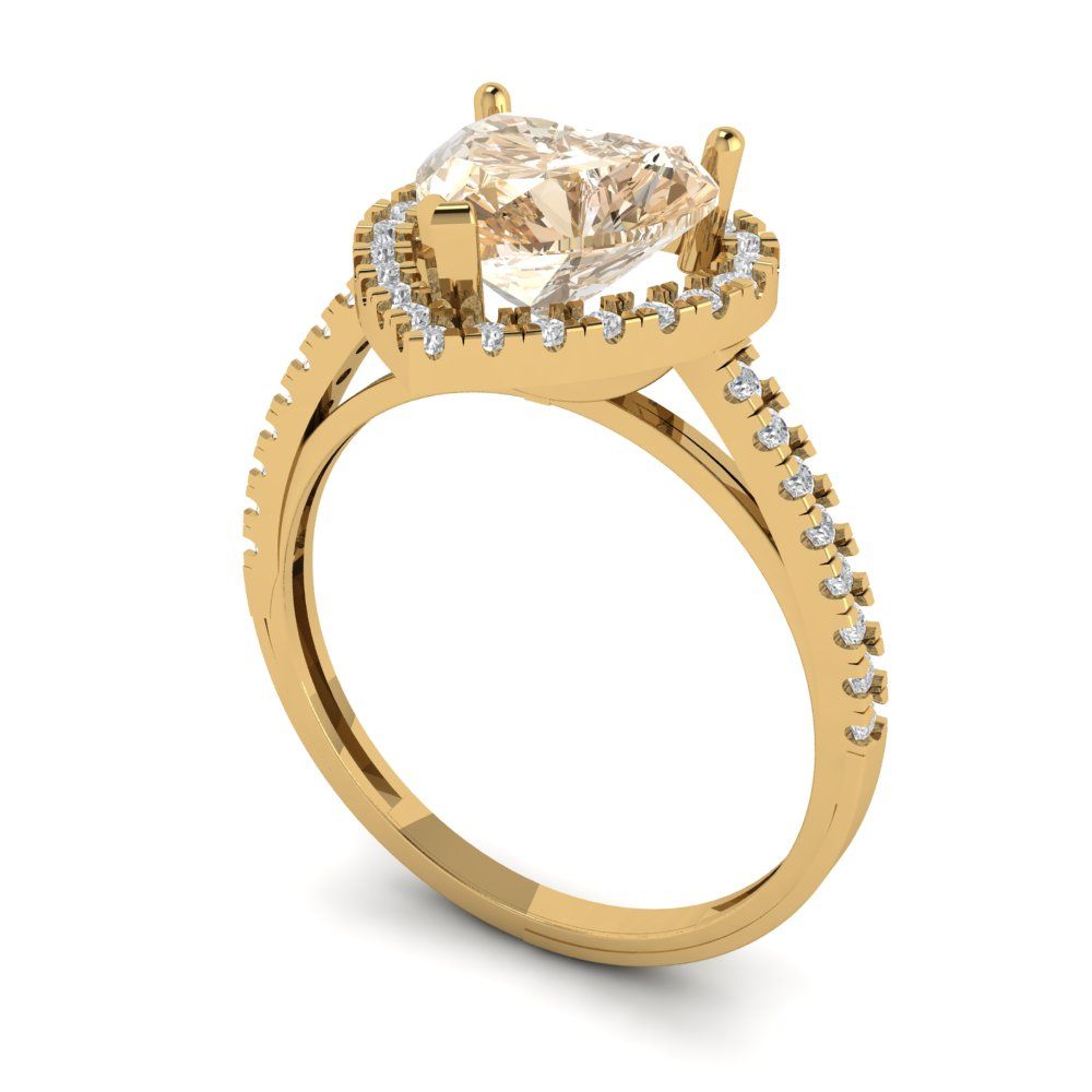2.285 cttw Natural Morganite Hidden Halo Engagement Ring - Solid Gold (Heart Cut,8mm)