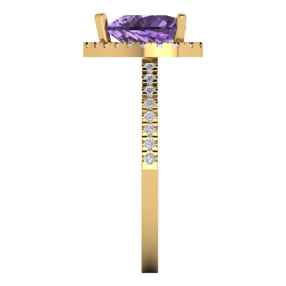 2.285 cttw Simulated Alexandrite Hidden Halo Engagement Ring - Solid Gold (Heart Cut,8mm)