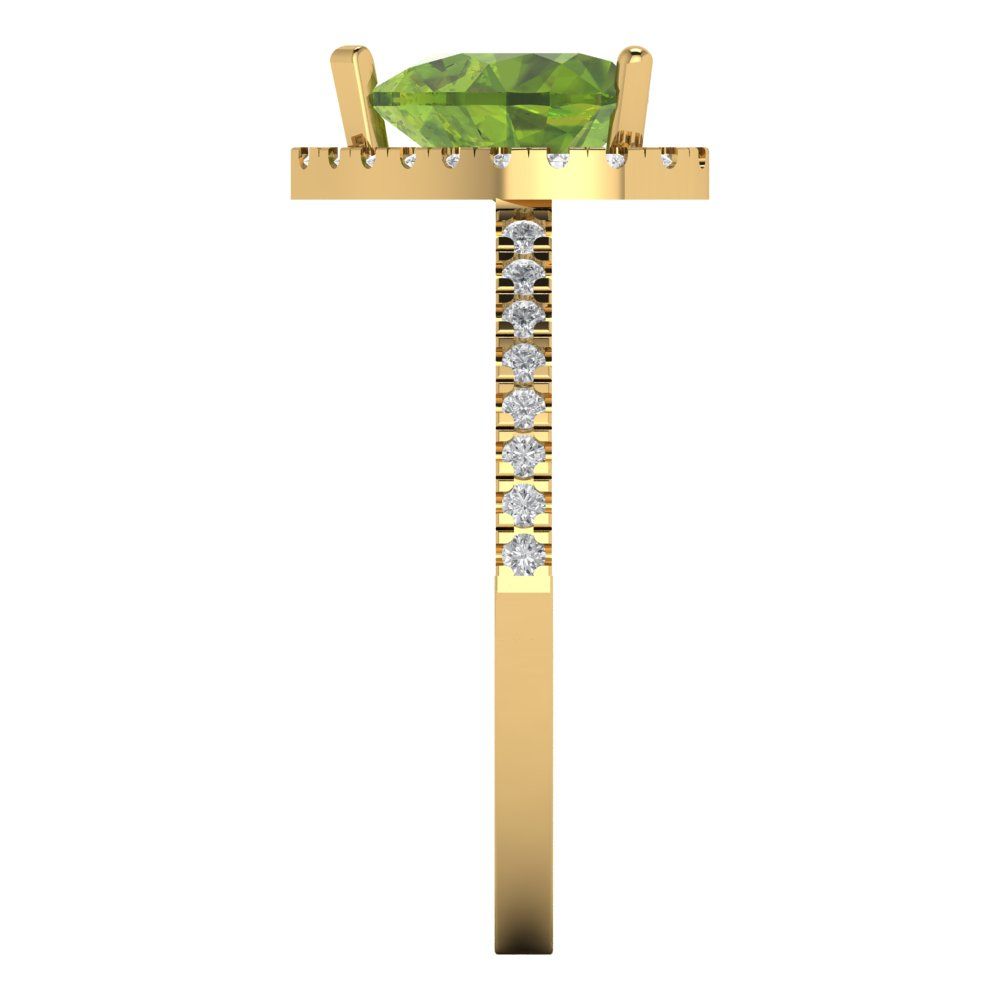 2.285 cttw Natural Peridot Hidden Halo Engagement Ring - Solid Gold (Heart Cut,8mm)