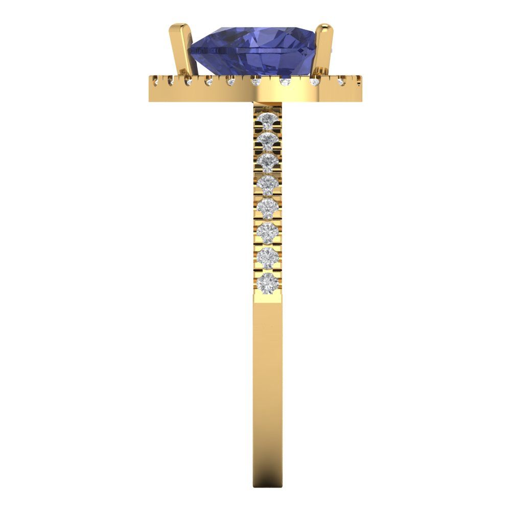 2.285 cttw Simulated Tanzanite Hidden Halo Engagement Ring - Solid Gold (Heart Cut,8mm)