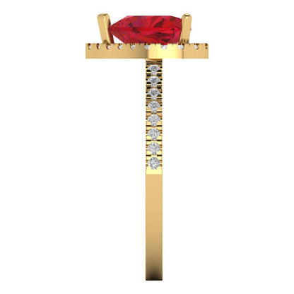 2.285 cttw Simulated Ruby Hidden Halo Engagement Ring - Solid Gold (Heart Cut,8mm)