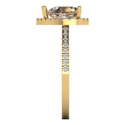 2.285 cttw Yellow Moissanite Hidden Halo Engagement Ring - Solid Gold (Heart Cut,8mm)