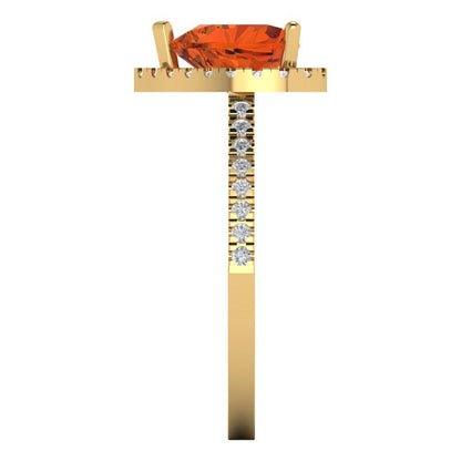 2.285 cttw Zirconia Simulated Red Diamond Hidden Halo Engagement Ring - Solid Gold (VVS1, Heart Cut,8mm)