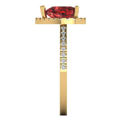 2.285 cttw Natural Garnet Hidden Halo Engagement Ring - Solid Gold (Heart Cut,8mm)