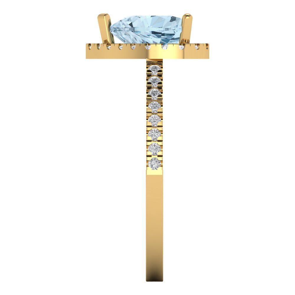 2.285 cttw Natural Sky Blue Topaz Hidden Halo Engagement Ring - Solid Gold (Heart Cut,8mm)