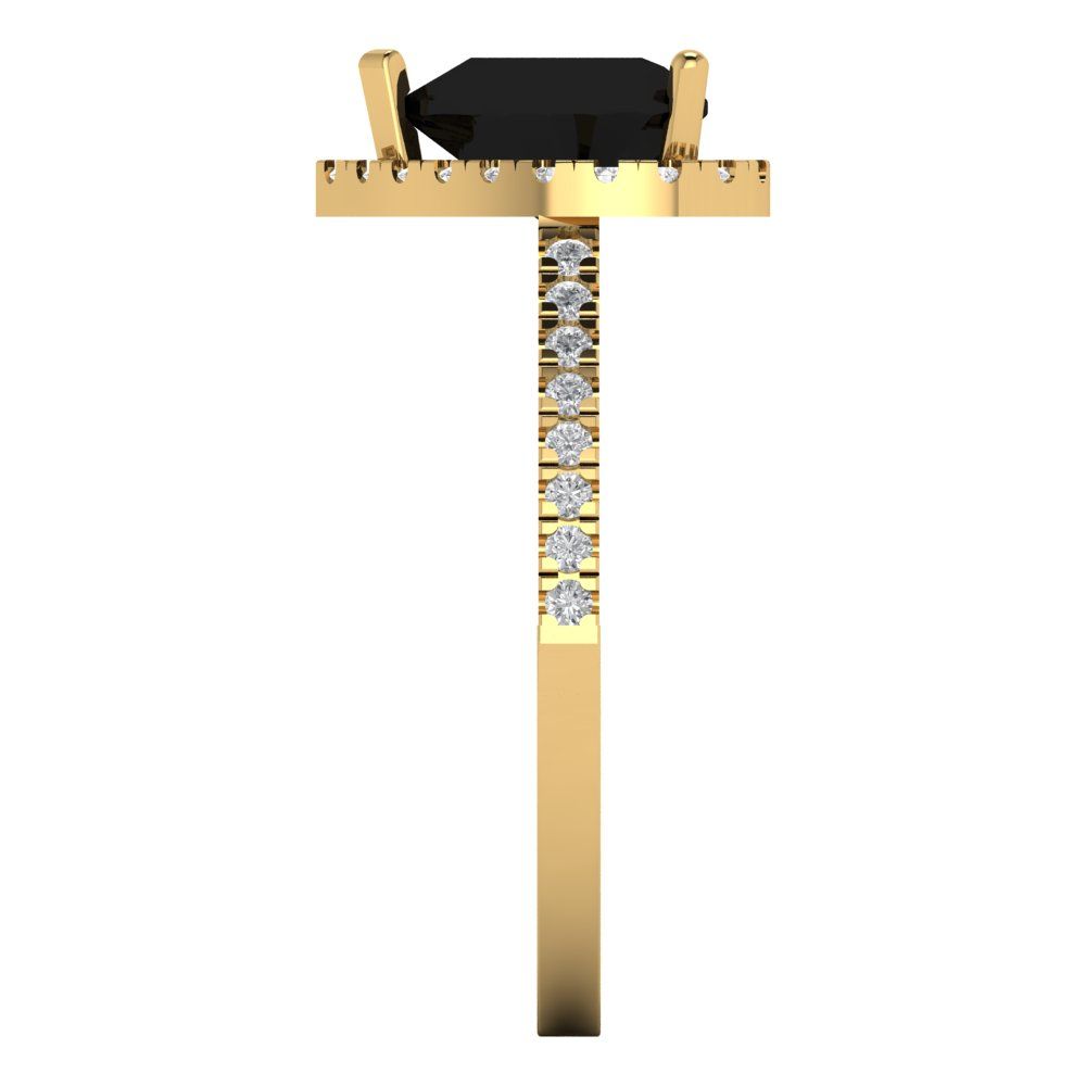 2.285 cttw Natural Onyx Hidden Halo Engagement Ring - Solid Yellow Gold (VVS1, Heart Cut,8mm)