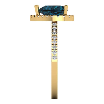 2.285 cttw Natural London Blue Topaz Hidden Halo Engagement Ring - Solid Gold (Heart Cut,8mm)