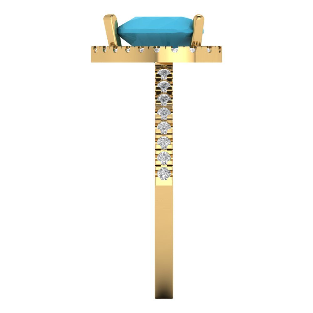 2.285 cttw Simulated Turquoise Hidden Halo Engagement Ring - Solid Gold (Heart Cut,8mm)