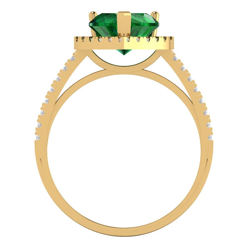 2.285 cttw Simulated Emerald Hidden Halo Engagement Ring - Solid Gold (Heart Cut,8mm)