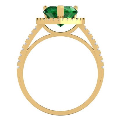 2.285 cttw Simulated Emerald Hidden Halo Engagement Ring - Solid Gold (Heart Cut,8mm)