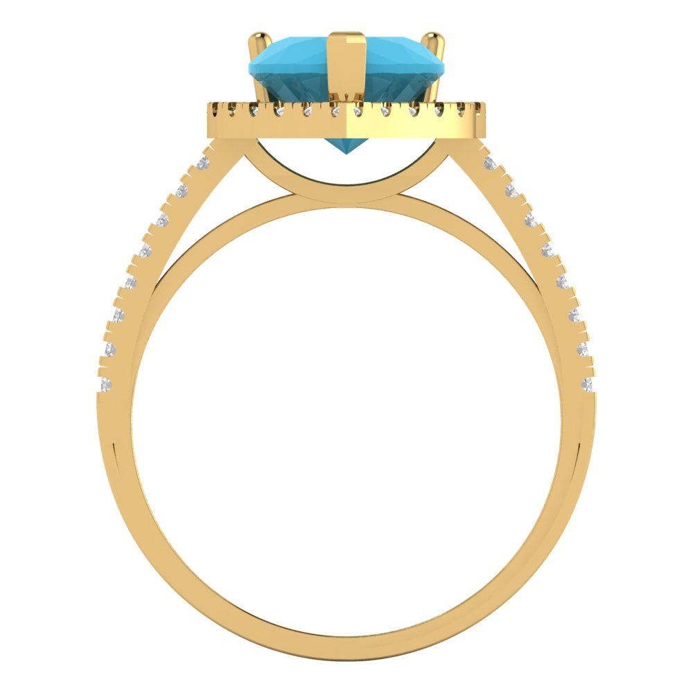 2.285 cttw Simulated Turquoise Hidden Halo Engagement Ring - Solid Gold (Heart Cut,8mm)
