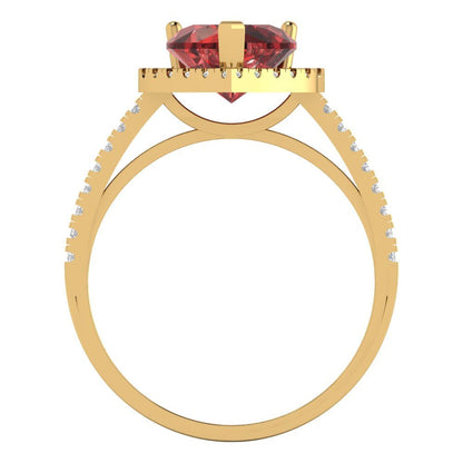 2.285 cttw Natural Garnet Hidden Halo Engagement Ring - Solid Gold (Heart Cut,8mm)