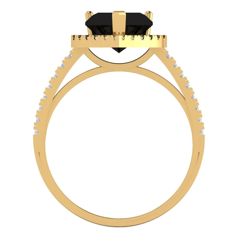 2.285 cttw Natural Onyx Hidden Halo Engagement Ring - Solid Yellow Gold (VVS1, Heart Cut,8mm)